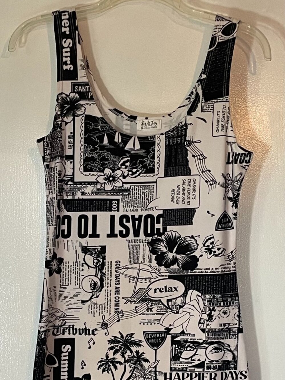 Jolie & Joy Junior Girls Black White Tank Dress Size Large Pop Culture Print